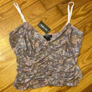 **SOLD** NWT Thorn & Fable Fairy Grunge Floral Brown and Pink Camisole Crop Top